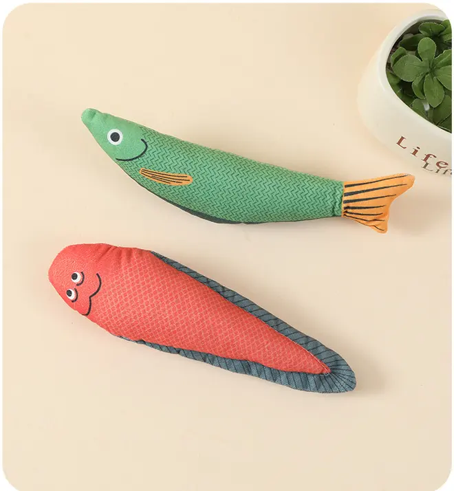 Cotton Chew Toys for Cats Soft Plush Pet Toys for Play squeak with catnip fish style