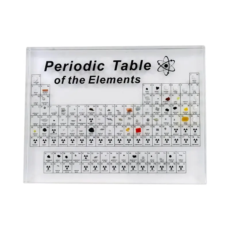 Affichage de cadeaux éducatifs Puzzle Poster Cube Inside Chemistry Tableau périodique en acrylique transparent avec éléments réels