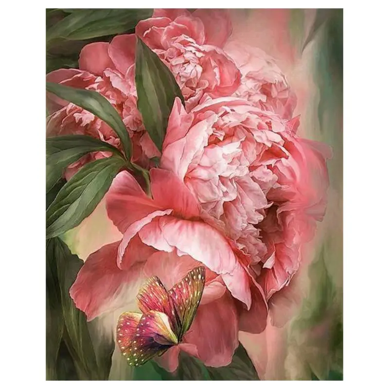HUACAN – peinture à l'huile par numéros, fleur de Rose, décoration de maison sur toile, acrylique, tableau d'art mural, pivoine pour salon