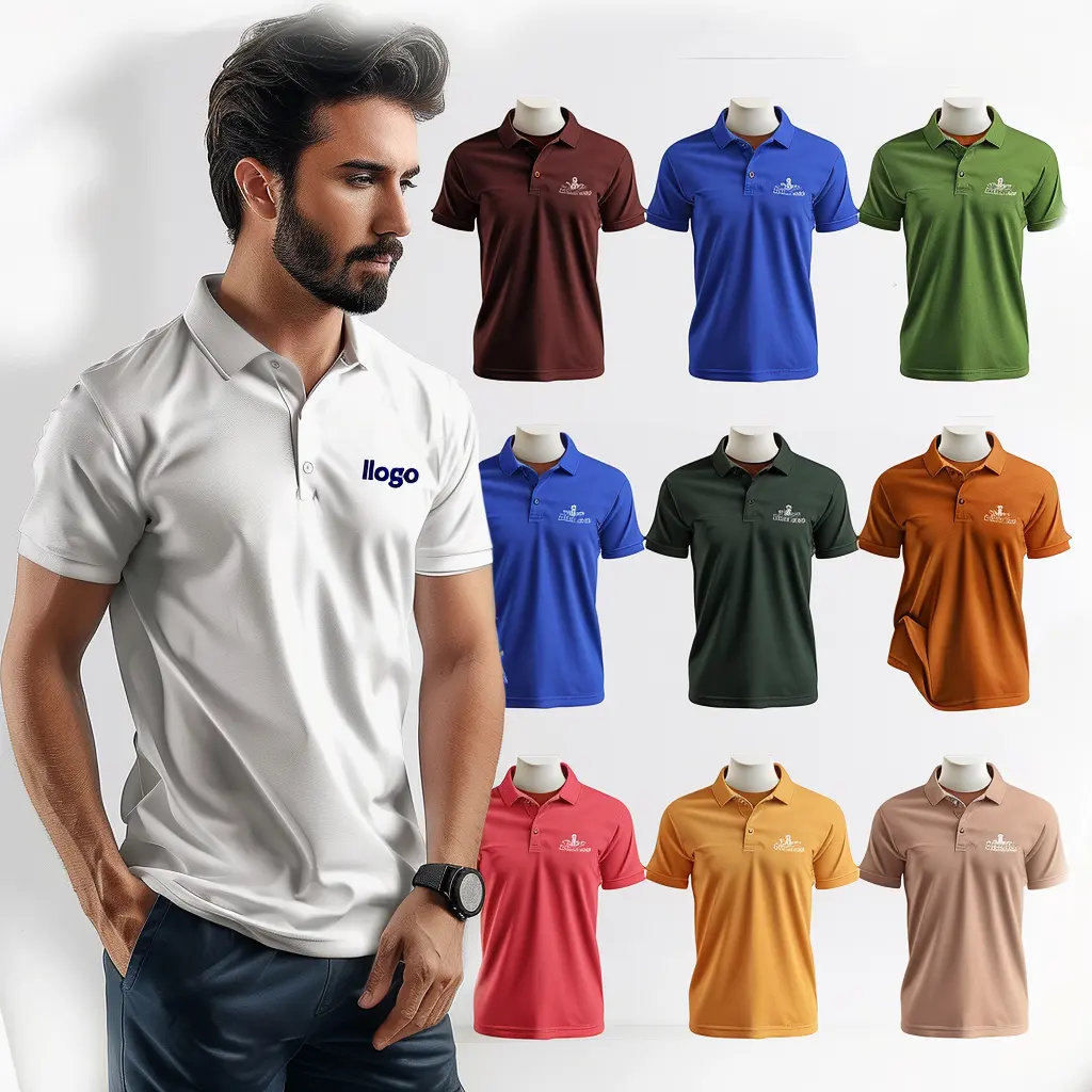 60% algodão 40% poliéster pique camisa polo de manga curta, personalizado bordado logotipo novo design homens camisa polo