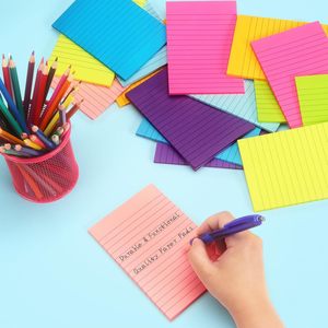 Plantillas de notas adhesivas reciclables con líneas de color al por mayor, papelería de oficina, Bloc de notas de pasta, blocs de notas 4x6 para uso en oficina