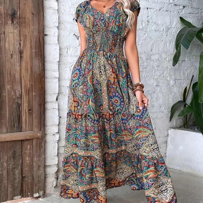 NOVEDAD DE VERANO 2024, vestidos africanos bohemios de cintura alta elegantes a la moda para mujer, ropa