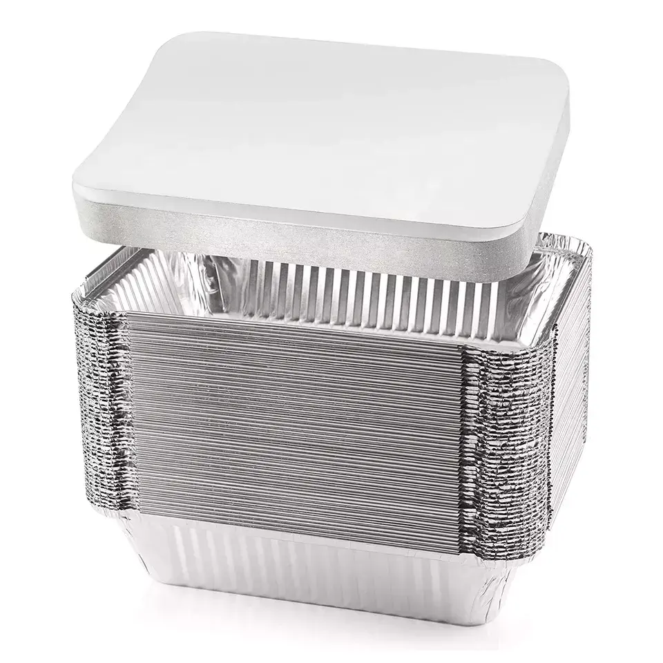 Boîte à déjeuner en aluminium, four universel, casserole profonde, récipient en papier d'aluminium avec couvercle en aluminium, Offre Spéciale