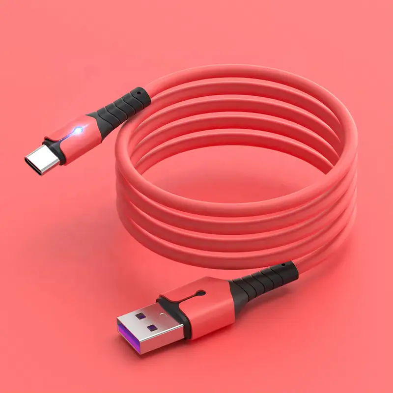 Xu hướng sản phẩm hot linh hoạt TPE Dây cáp Silicone dây cao su USB để micro Cáp dữ liệu đầy màu sắc cáp với LED chỉ số