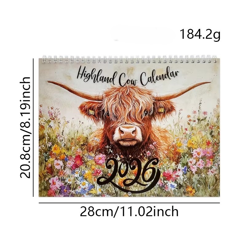 2026 Highland Cow Calendar