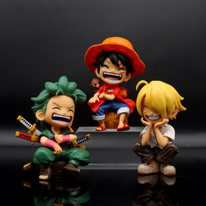 12ซม. หนึ่งชิ้นลูฟี่ Zoro Sanji ท่านั่งหัวเราะหุ่นอะนิเมะเดสก์ท็อปรถของตกแต่งโมเดลหนึ่งชิ้นของเล่นสำหรับแฟนๆ - Product Image 2