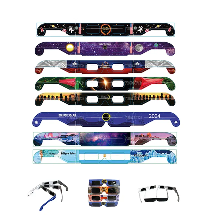 RX 2024 Wholesale Custom Printed 3D Total Solar Eclipse Paper Glasses