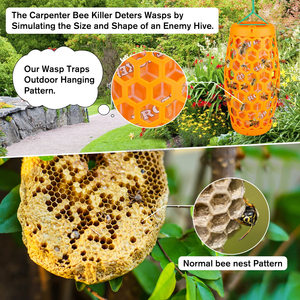 Saikou <strong>Wasp</strong> Trap For Outdoor Hanging,Bee Killer Sticky Catcher,Non-Toxic Reusable Hornet Traps Yellow Jacket Traps(2 Pack) - Product Image 3
