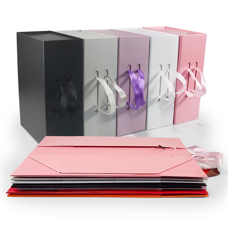 Точечная оптовая продажа, складная фиолетовая Магнитная упаковочная коробка для волос с ленточной застежкой