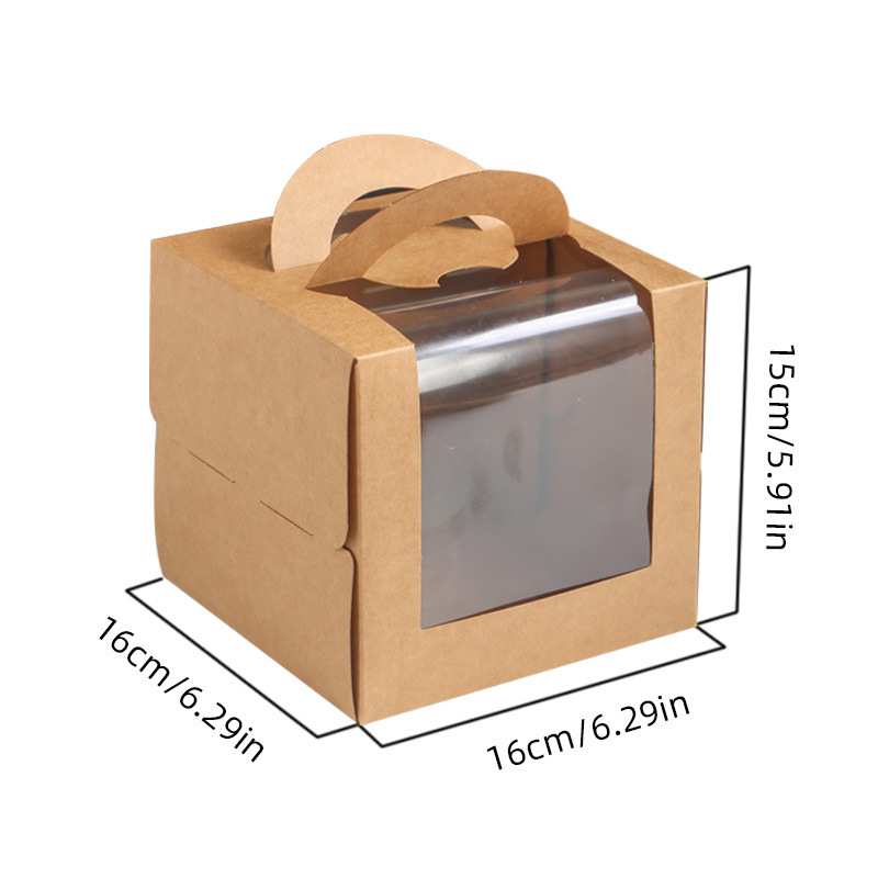 Scatola per torte rialzata in carta Kraft da 4 pollici + vassoio