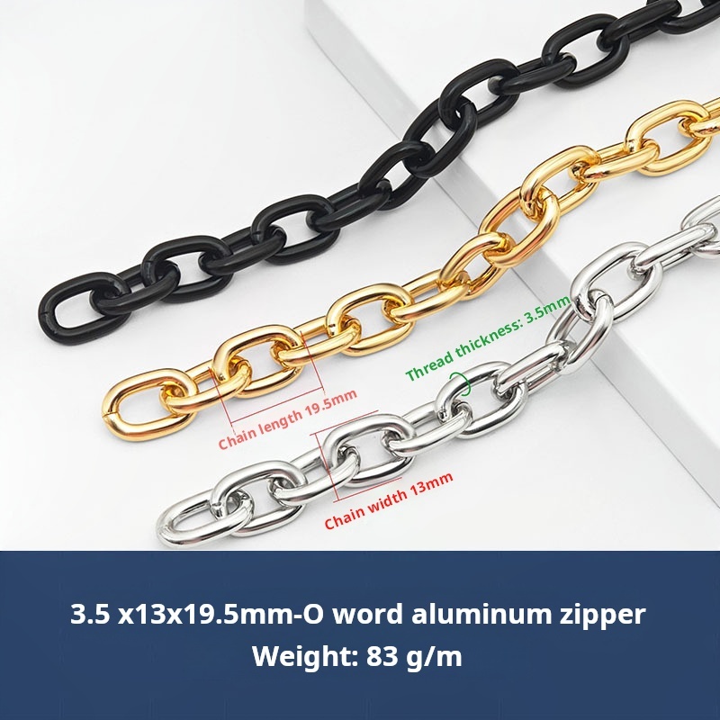 Cremallera de aluminio con palabra O de 3,5X13X19,5mm-1 m