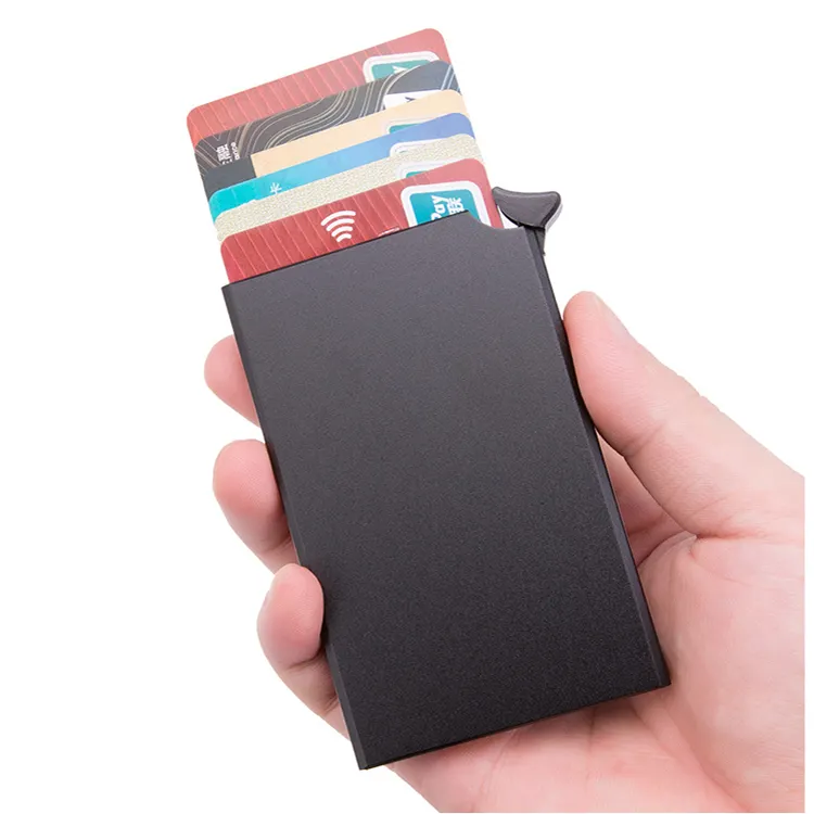 Nuovo stile 6 colori fai da te logo pop up automatico di alluminio sottile mens RFID Blocco della carta di credito del supporto