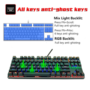Teclado mecánico para ordenador portátil, 87 teclas, resistente al agua, RGB, con función multimedia