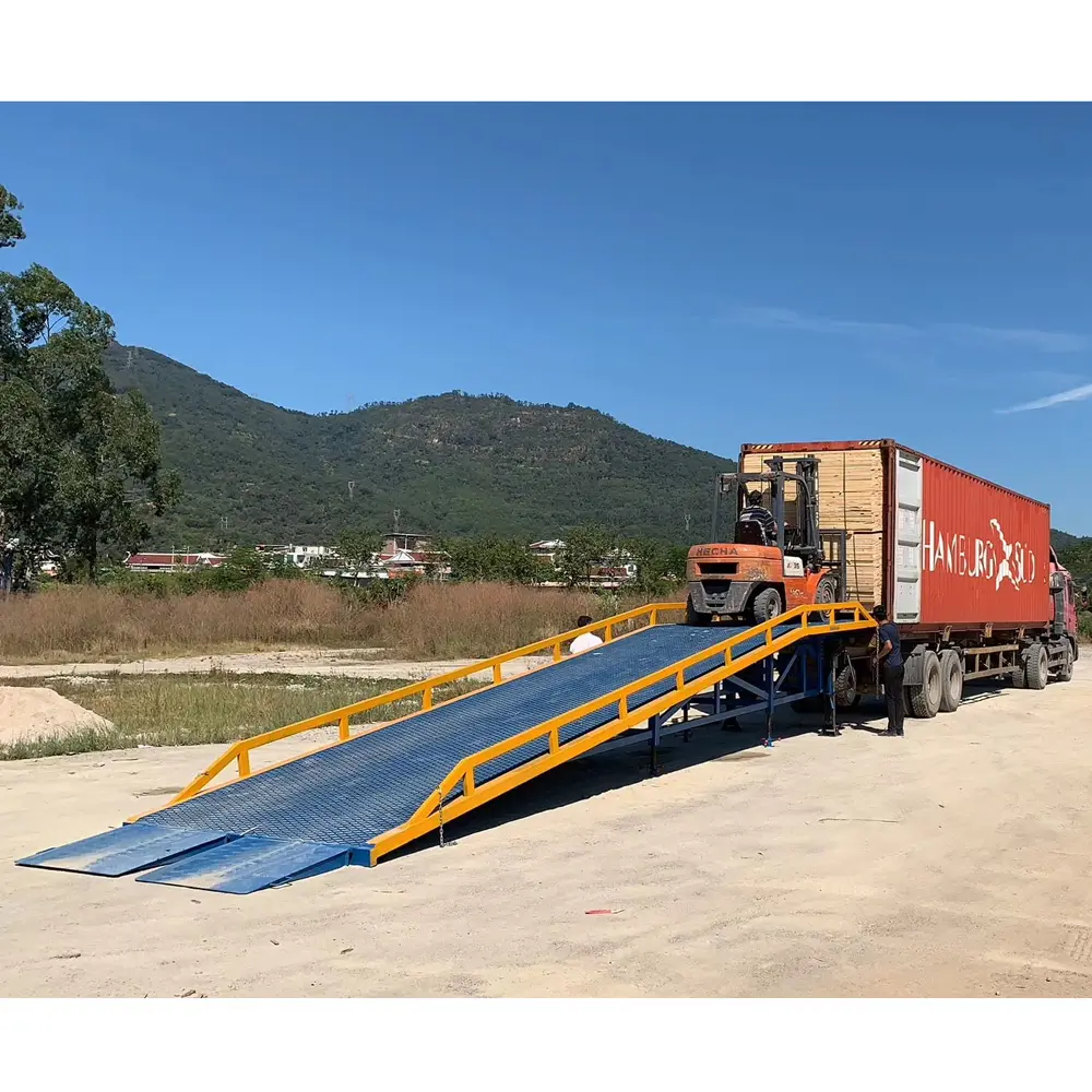 Rampa de doca de carga de 25 toneladas, aço usado, rampa de quintal móvel