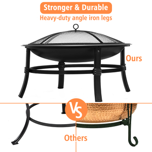 26 Inch <strong>Round</strong> Outdoor Wood Burning Fire Pit Portable Fireplace for Camping <strong>Patio</strong> Backyard - Product Image 4