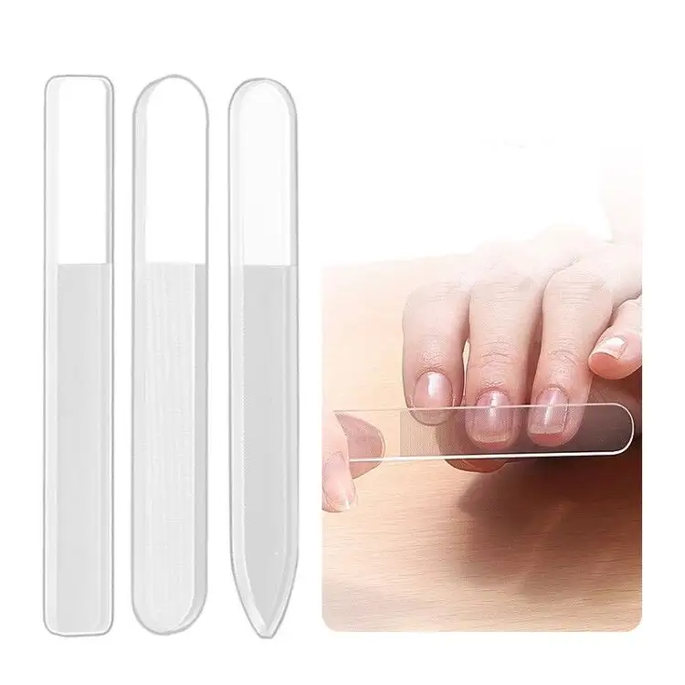Outils de manucure professionnels de qualité salon limes à ongles en cristal tampon personnalisé imprimé nano lime à ongles en verre