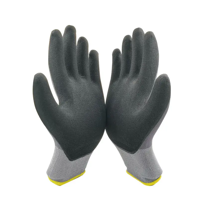 De 15G de seguridad guantes de nitrilo de Spandex de Nylon Dip Sandy agarre de espuma de nitrilo de Palma recubierto mecánico guantes