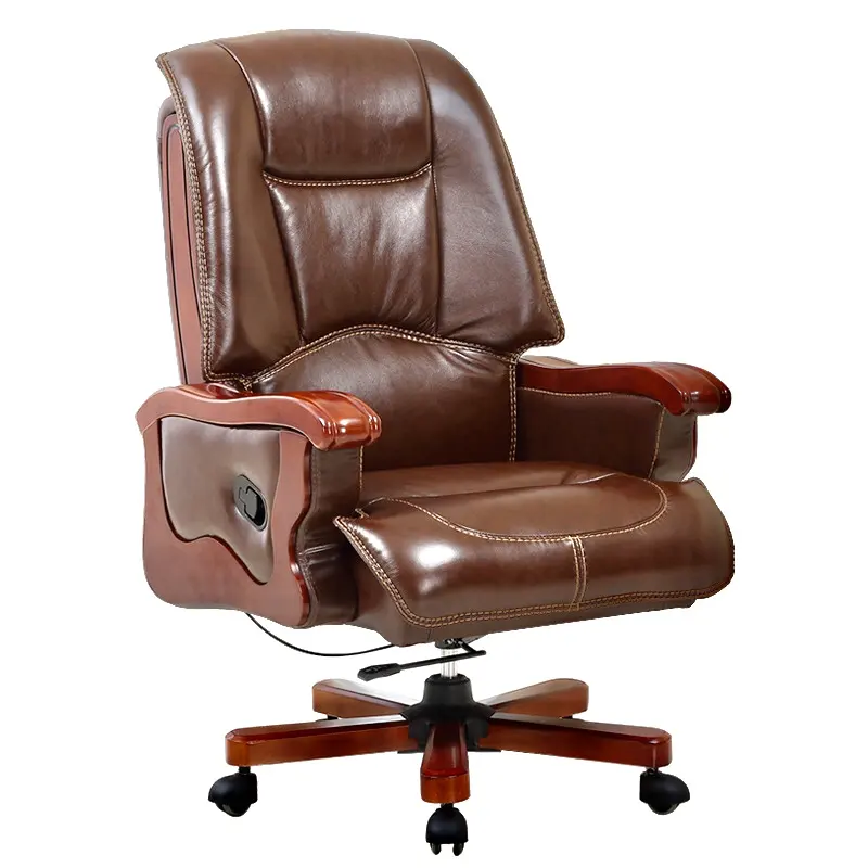 Silla giratoria de cuero marrón para oficina, mueble de escritorio de lujo, ejecutiva