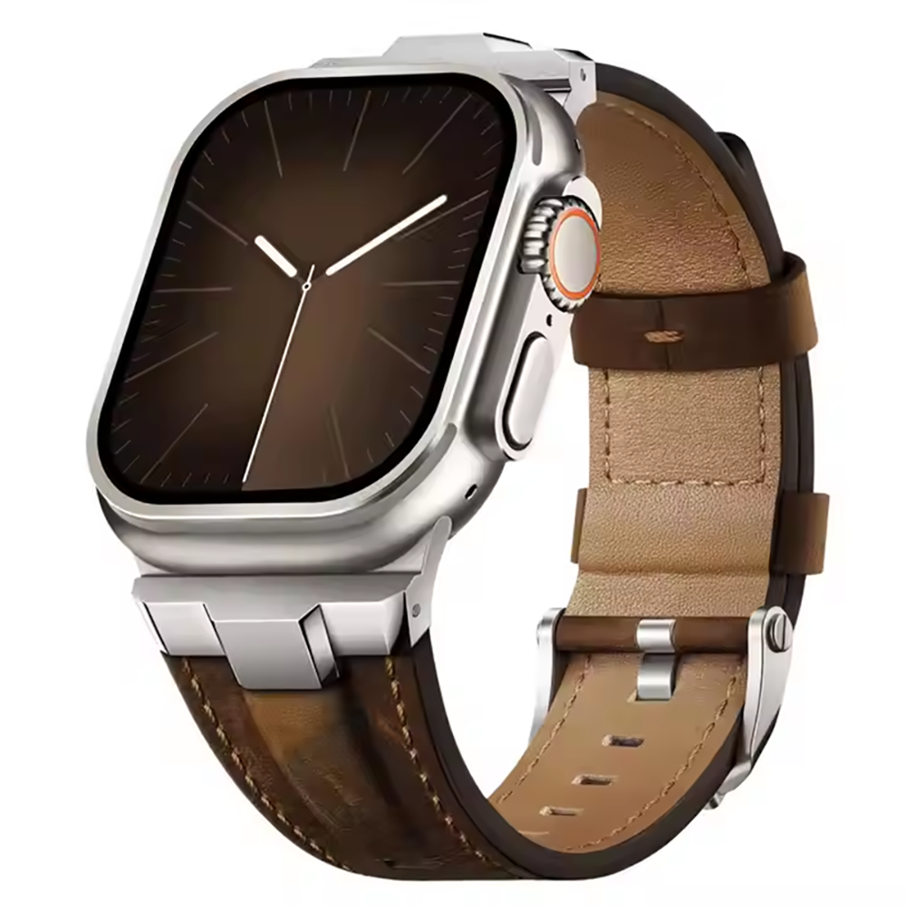 Dark brown + titanium buckle