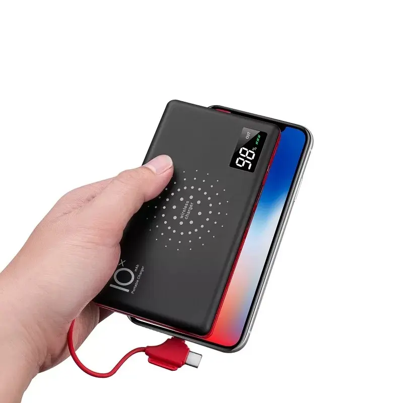 Nuovo modello integrato cavo 3 In 1 10000mAh Power bank di ricarica Wireless multifunzione tutti gli smartphone per iPhone 11