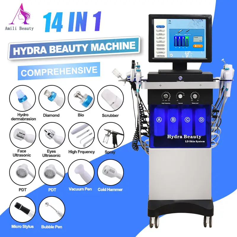 Machine professionnelle multifonctionnelle pour salon de beauté Hydro Diamond Peeling Water Facial Micro Dermabrasion Hydra Oxygen