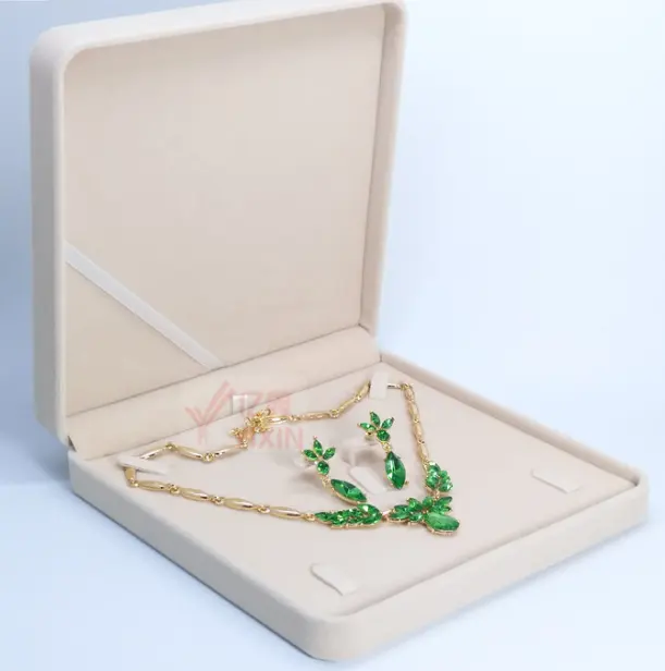 도매 공장 고품질 선물 벨벳 보석 주최자 포장 세트 상자 반지 목걸이 귀걸이 진주 다이아몬드
