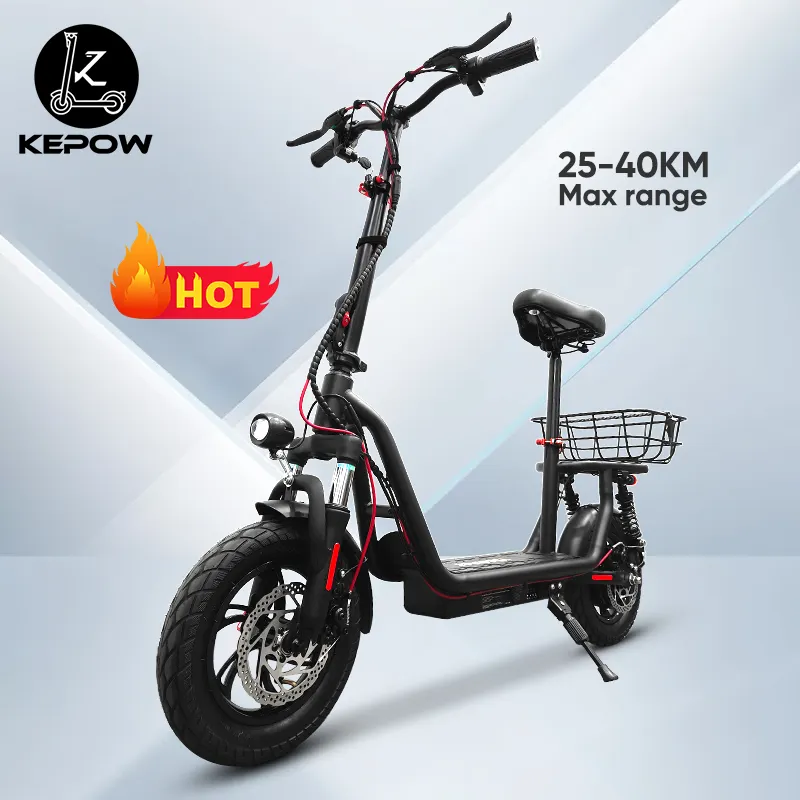 Pabrik 500w motor 12/14 inci dua roda besar skuter listrik V1 tinggi dapat disesuaikan dewasa sepeda motor listrik dengan kursi