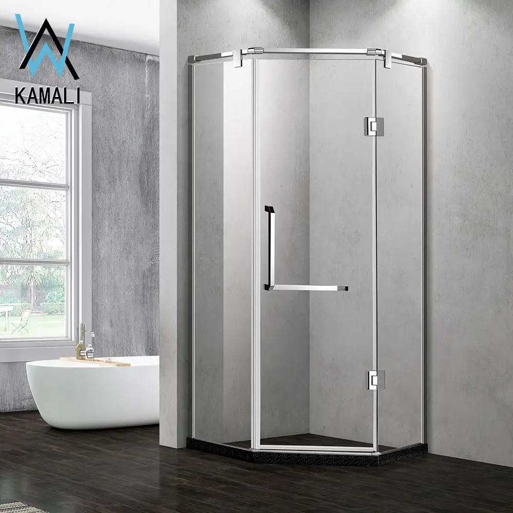 Kamali – petit boîtier de salle de bain en verre en forme de diamant, douche sanitaire à 3 panneaux