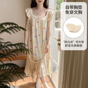 Hot Sale Summer Cotton Nightdress New Women's Pajamas Sweet and Cute <strong>love</strong> Printed Home Clothes Sleepwear Dress