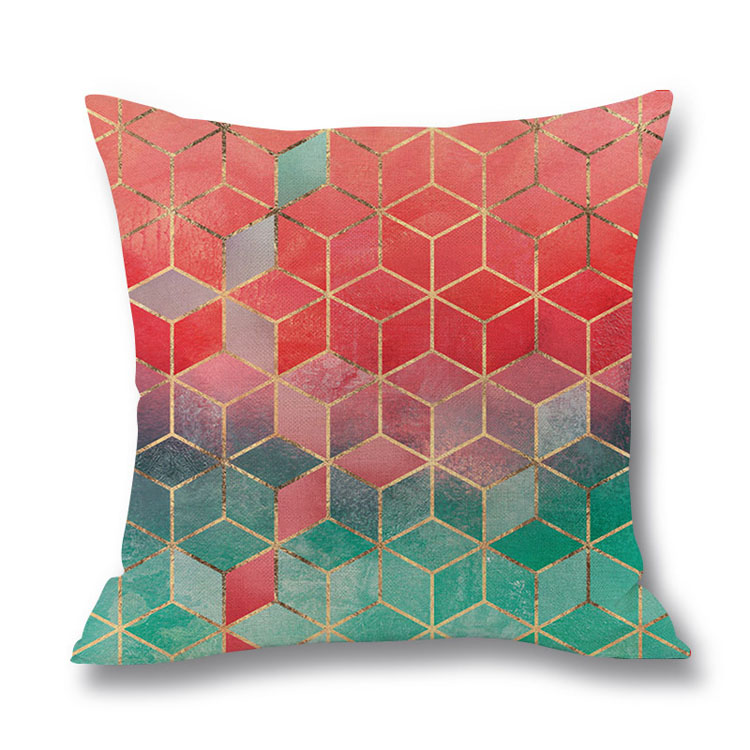 Colorful Geometric Digital Print Pillowcase Linen Cushion Cover