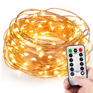 銅線ストリングライトフェアリーストリングライト8モードLEDストリングライトバッテリー駆動リモコン付きツリーデコレーション用 - Product Image 1