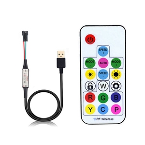 USB WS2812B 2048 пикселей умный RGB светодиодный контроллер 17 клавиш блокировки RF пульт для 5V <span class=keywords><strong>WS2811</strong></span> WS2812 - Product Image 1