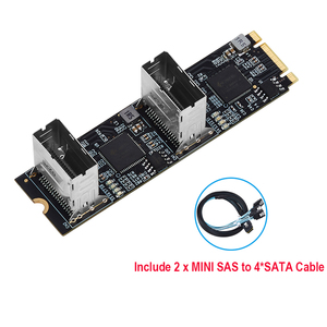 8 Port RAID SATA III 6Gbp/s M.2 B + M anahtar adaptörü PCI-e 3.0x2 bant genişliği dahil 2 Mini SAS 4 SATA kablo desteği ZFS RAID - Product Image 1