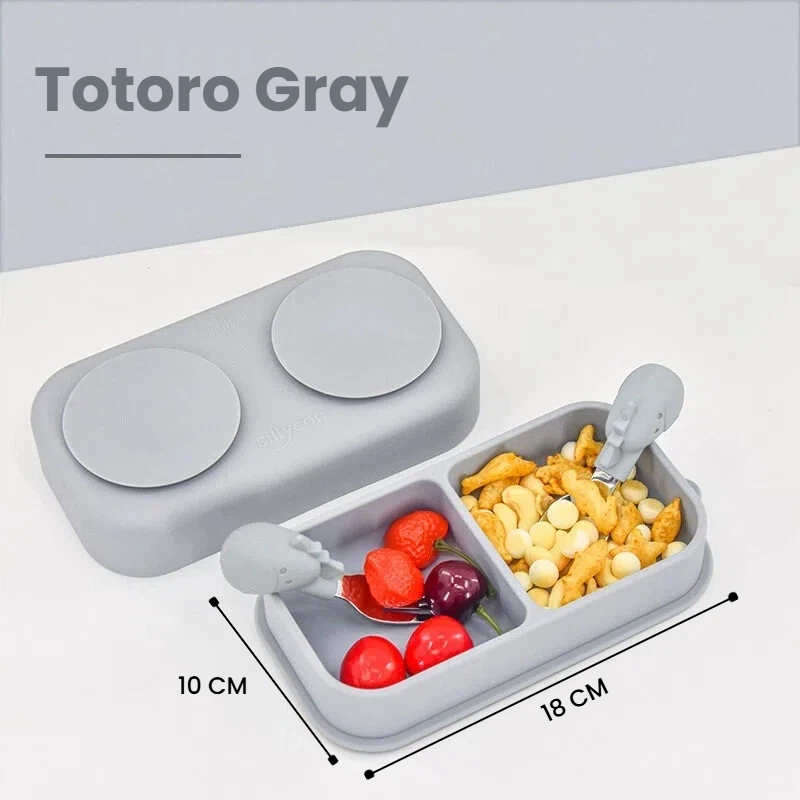 Gray Lunch Box + 316 Stainless Steel Fork and Spoon