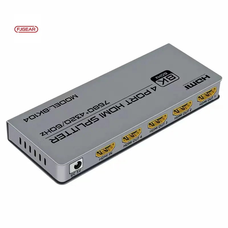 8k104 FJGEAR Bạc 7680*4320/60Hz HDMI Video Splitter 4 cổng 1 trong 4 ra Splitter & chuyển đổi