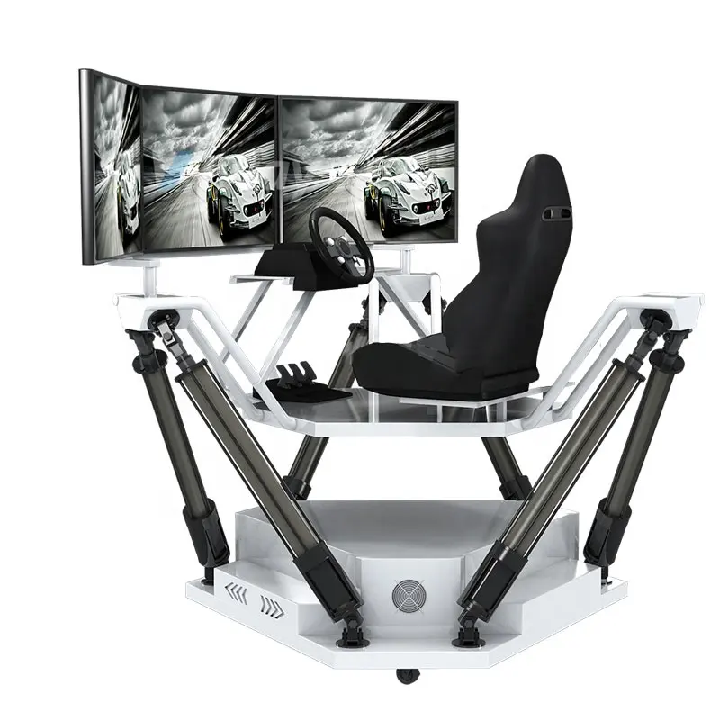 Simulador de carreras con plataforma de movimiento 6dof, máquina de juego de conducción de coche de carreras vr, 3 pantallas, en venta
