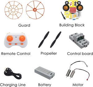 Aismartlink <strong>DIY</strong> Building Block <strong>Drone</strong> RC Car Set Suitable for Kids and Beginners, 2 Different Shapes, Remote Control Quadcopter