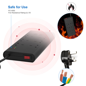 Wholesale Customized UK Plug <strong>Switch</strong> Surge Protector Power <strong>Socket</strong> QC3.0 <strong>Function</strong> 6 Way Outlets Extension Cord ABS Material - Product Image 4