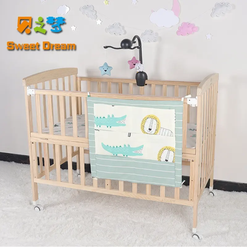 New Baby Cribs Baby Bed Crib Cot Adjustable Wheels Kid's Cribs Bedroom Furniture Pine Wood