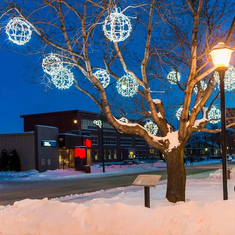 クリスマス大型屋外LED球体防水ボールライト、屋外吊り折りたたみ式ライトボール
