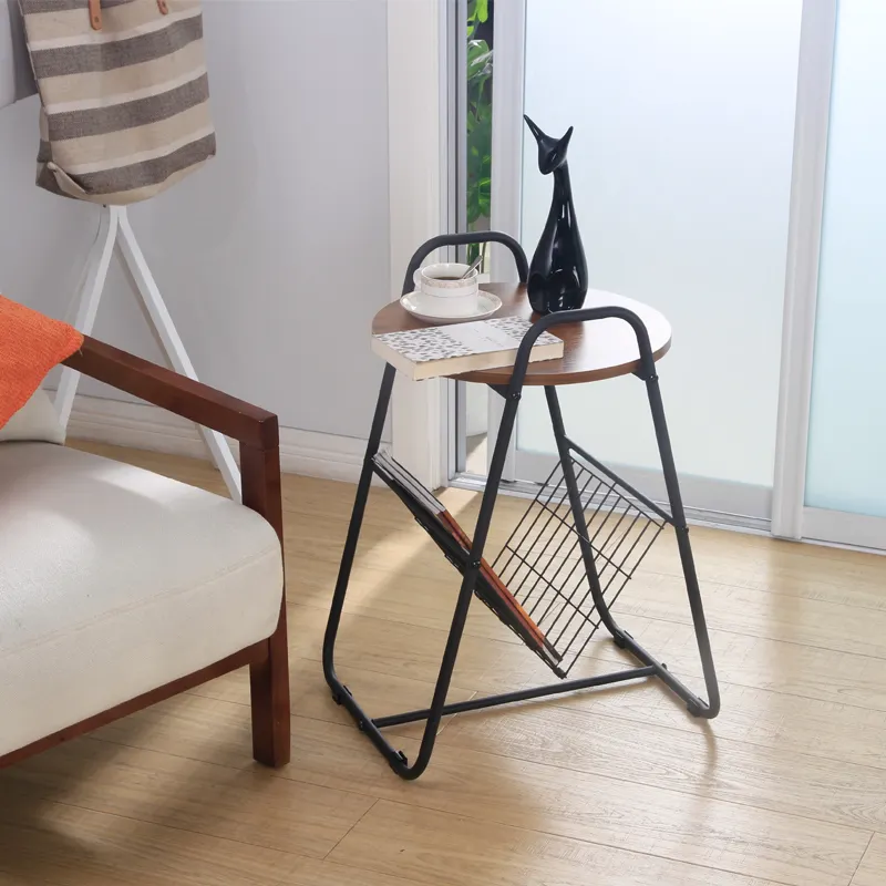 Yatak odası geometrik mobilya seti üçgen Modern kahve ahşap Metal yan masa