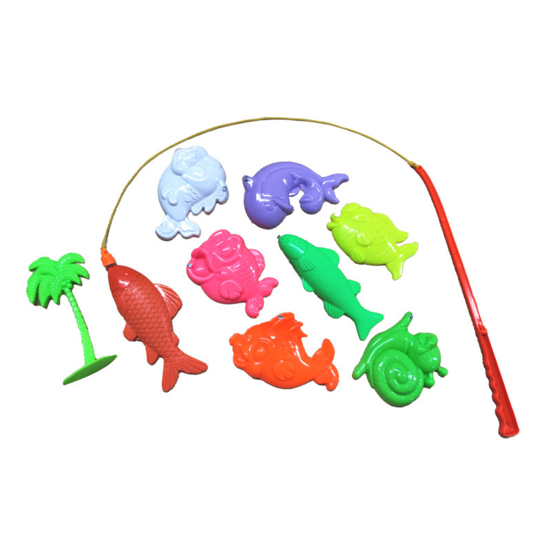 A set of fishing toys-5 randomly distributed fish