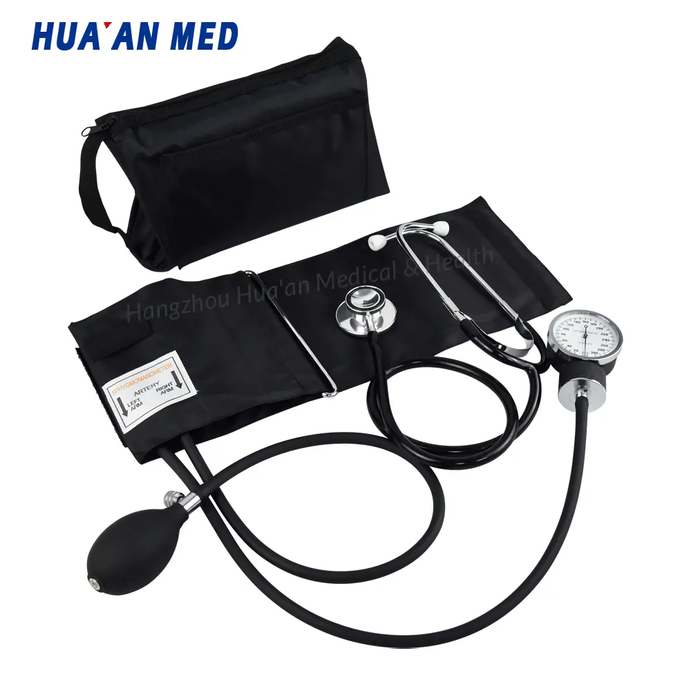 HUAAN MED Wholesale Price Medical Arm Manual Blood Pressure Monitor Sets Aneroid Sphygmomanometer With Stethoscope