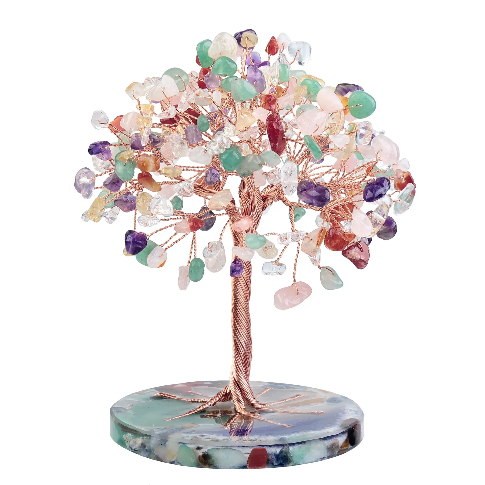 Christmas Fortune Crystal Money Tree Reiki Lucky Feng Shui Crystal Tree for Home Office Desk Decor