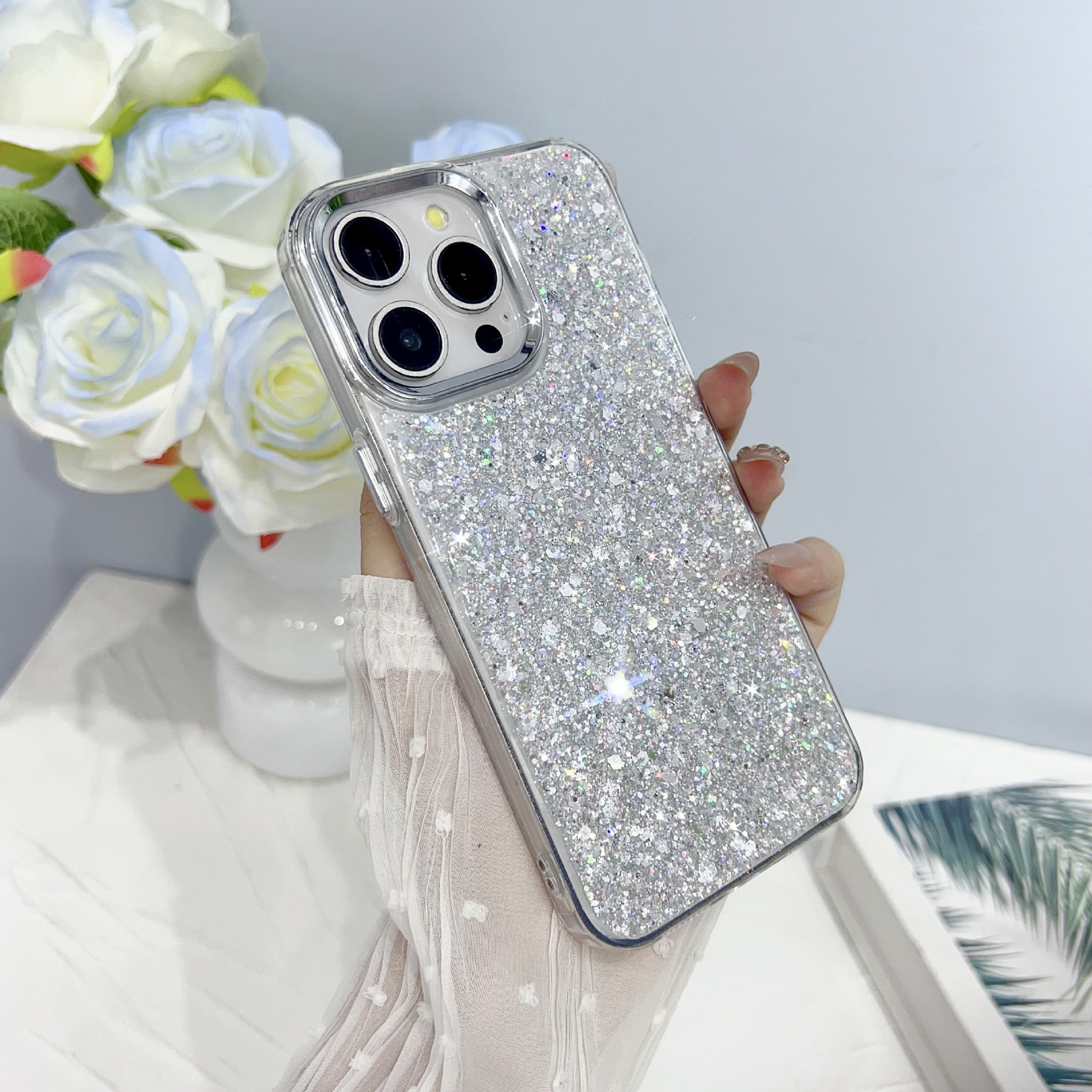 Silver glitter sequins