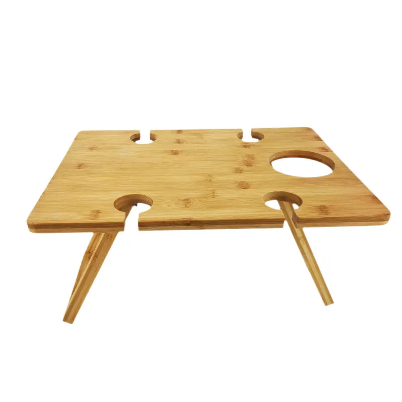 Outdoor Wine Picnic Wooden Table Folding Portable Bamboo Wine Glasses Snack and Cheese Holder Tray outdoor wine table