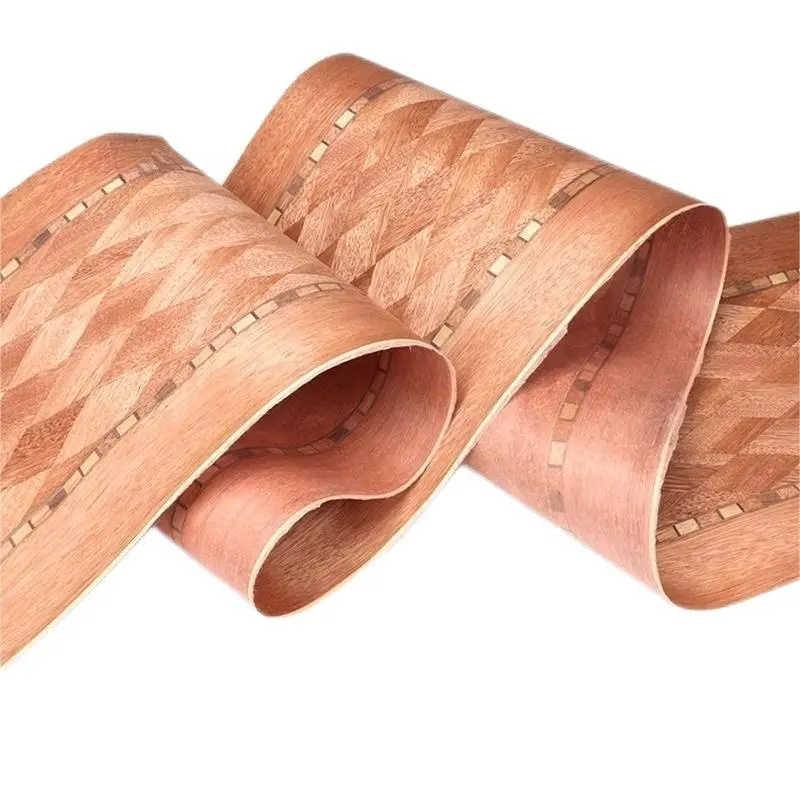 Hojas de madera de chapa geométrica tejida con incrustaciones de marquetería para manualidades de madera, lámpara de puerta DIY, pared de barco