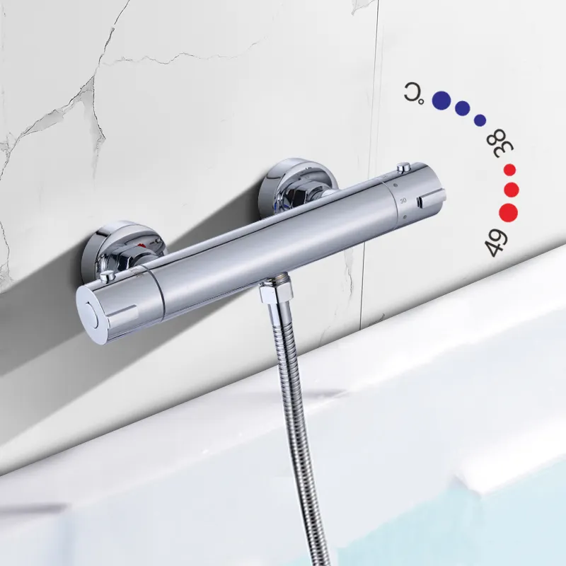 Robinet mitigeur thermostatique de douche, salle de bains, conception chromée 2021 au Design poli chromé