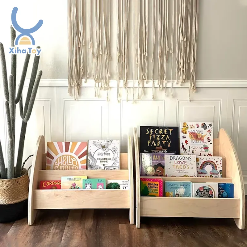 XIHA Children Furniture Wooden Bookcase Shelf for Easy Organization Montessori Wooden Bookshelf Storage Easy Assembly Kids Book