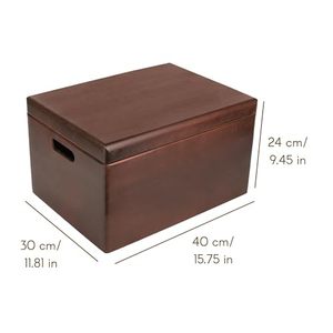 礼品盒储物文件 | 木质纪念品胸部大棕色木盒储物带铰链盖 - Product Image 2